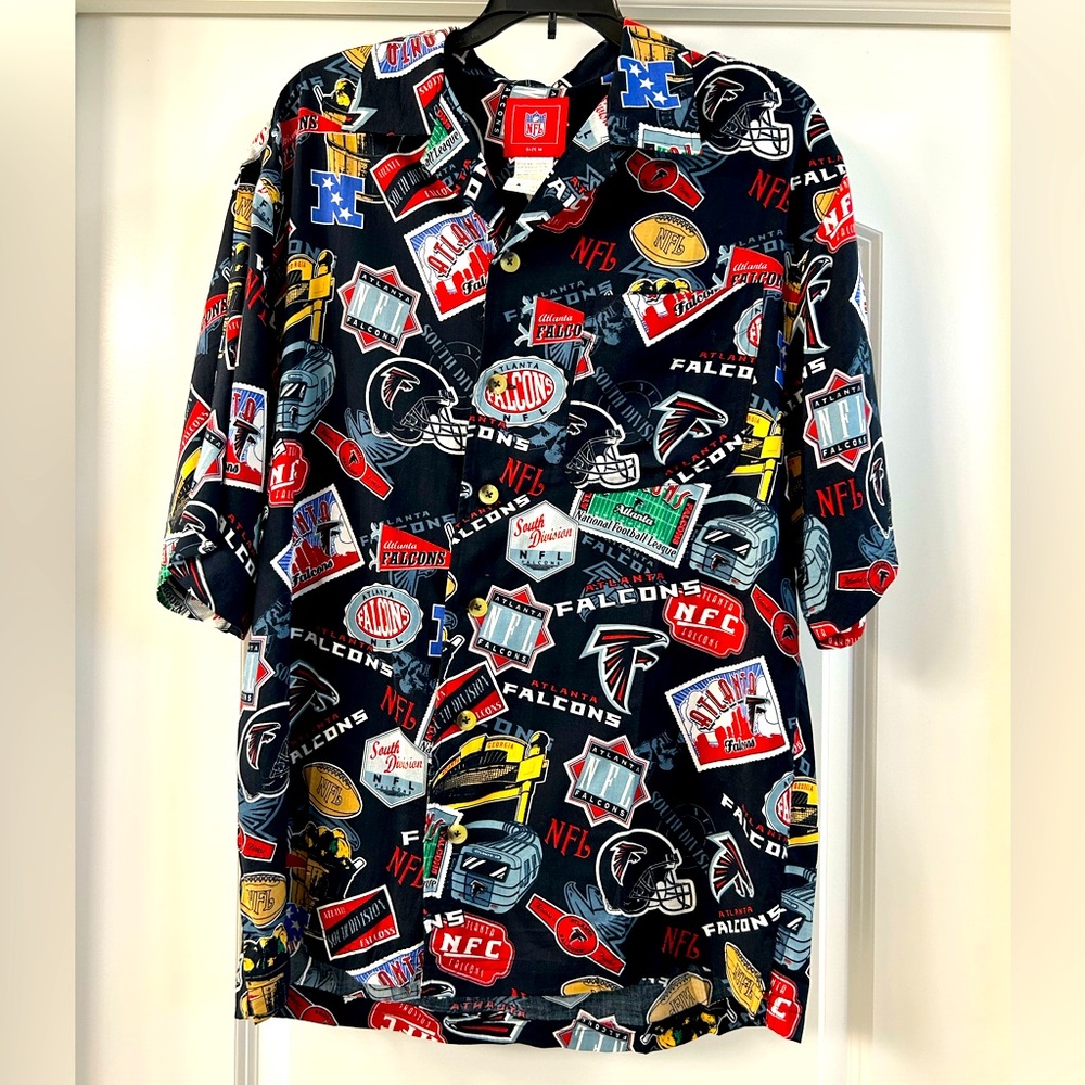 Vintage NFL Atlanta Falcons Hawaiian Camp Shirt  Soft Rayon‎ Mens Size Medium